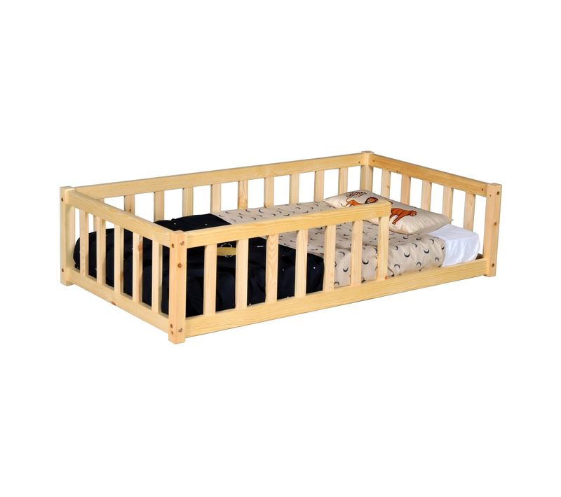 Lit Nino 70x140 + 1 Sommier + Barrière / Naturel