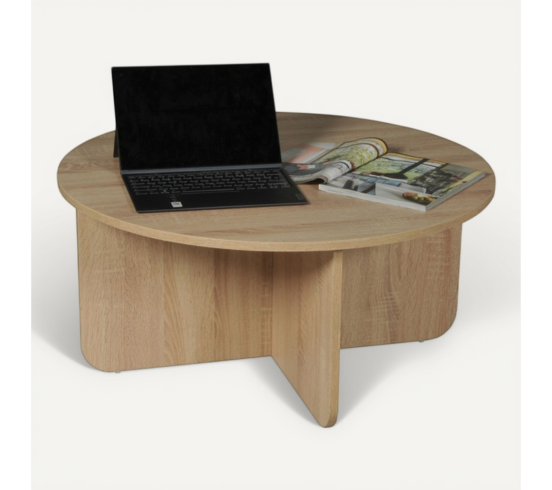 Table Basse Dali Diamètre 80 Cm / Décor Chêne Blanchi