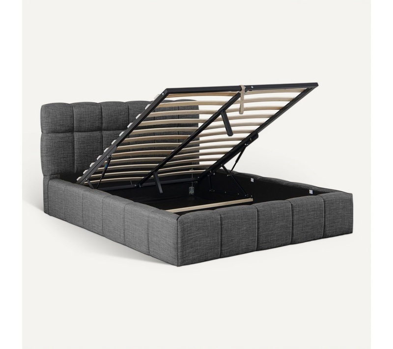 Lit Coffre 140x190 Cm Elias + Sommier / Gris Foncé