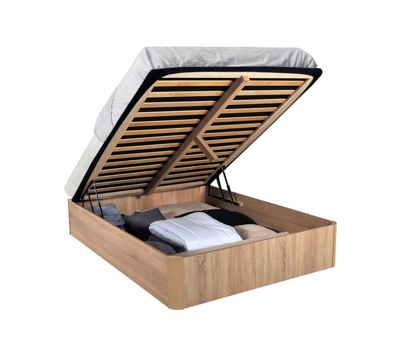 Lit Coffre Spiro 180x200cm + 1 Sommier / Décor Chêne Blanchi