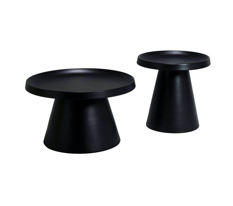 Lot De 2 Tables Basses Rondes Lotus/ Noir