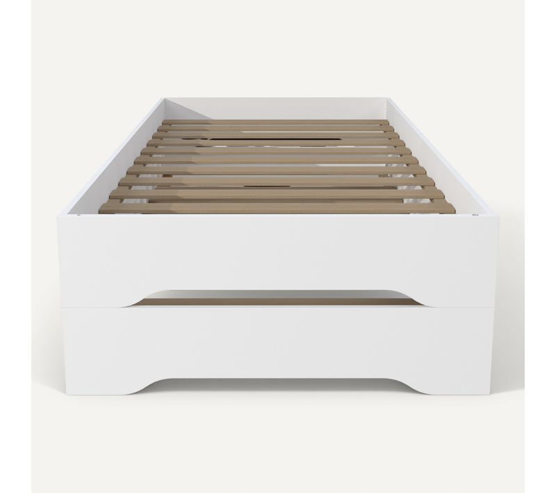 Lit empilable 2x90x190 cm ZELIO avec sommier blanc