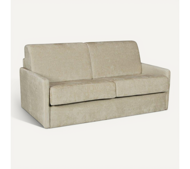 Canapé Convertible Express 3 Places Bergame En Velours / Beige