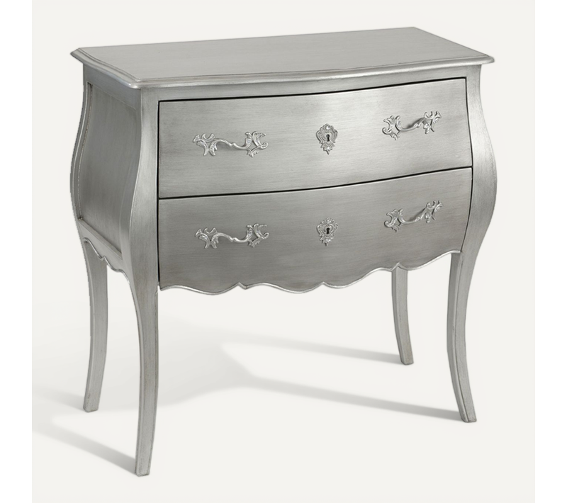 Commode Argentée 2 Tiroirs Murano