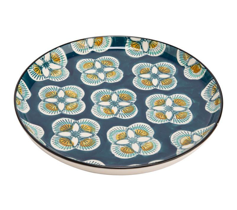 Assiette Plate À Motifs Imany Bleu Foncé
