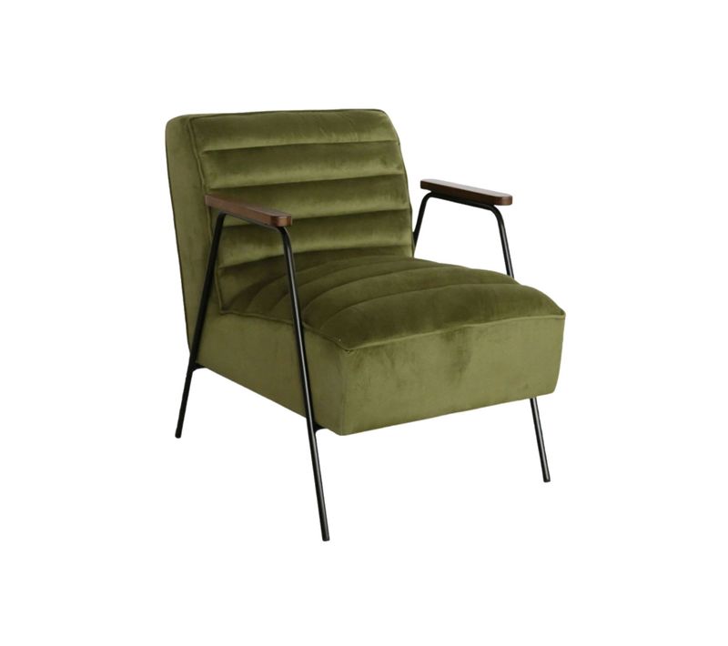 Fauteuil Relax En Velours Et Métal Noir - Lisboa