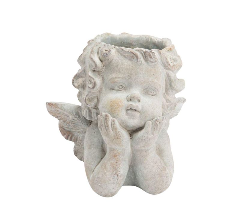 Cache Pot Ange Naturel En Marbre