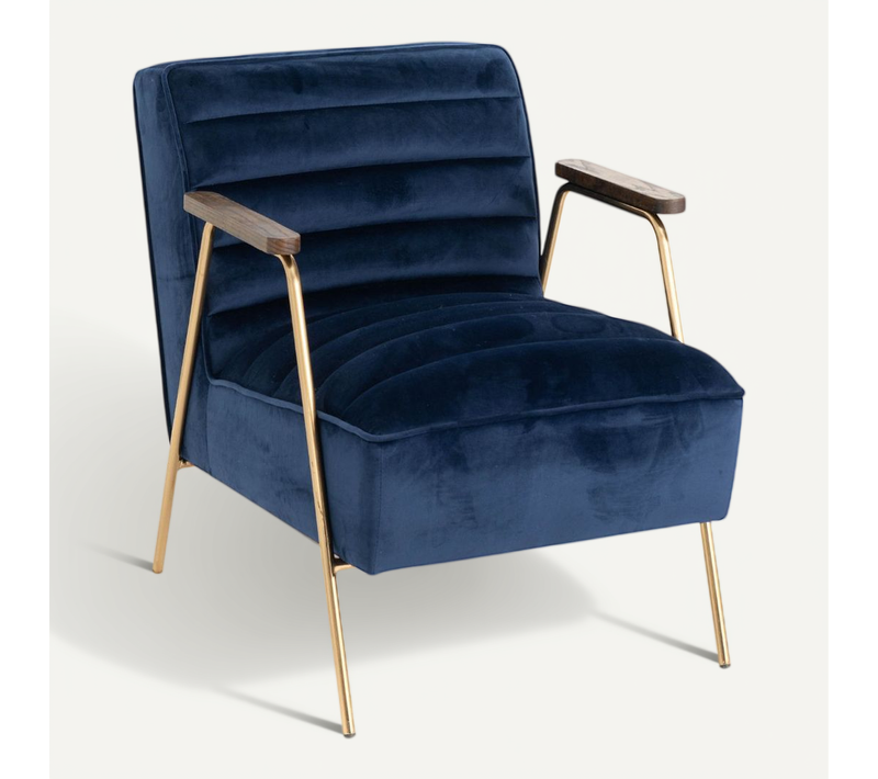 Fauteuil Relax En Velours Et Métal Doré - Lisboa