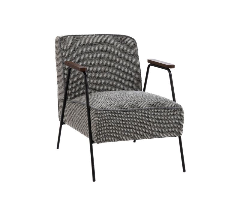 Fauteuil Vintage En Tissu Chiné Et Pieds Métal - Sintra