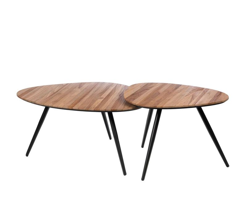 Set De 2 Tables Basses Bella En Teck En Bois