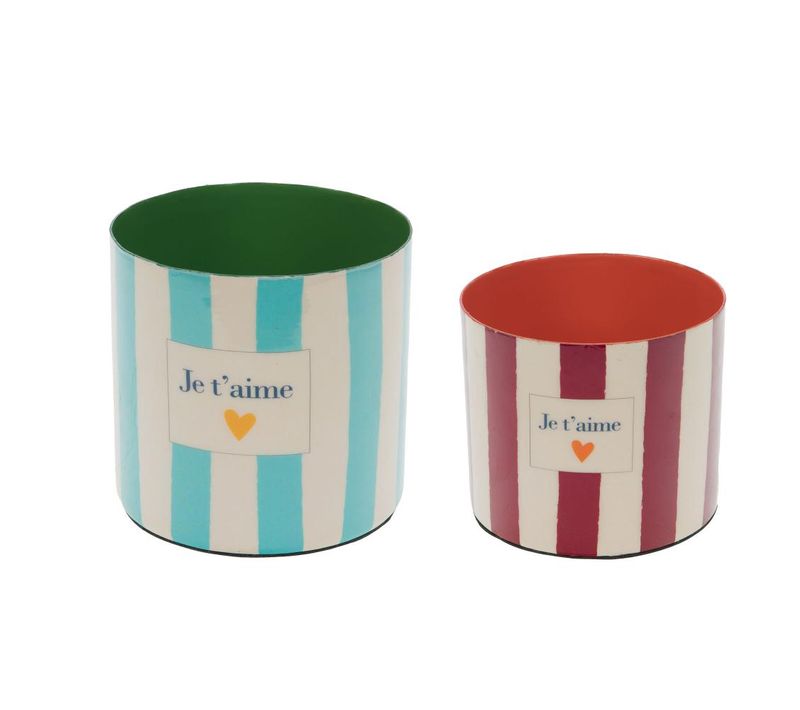 Set De 2 Cache-pots Je T'aime En Métal