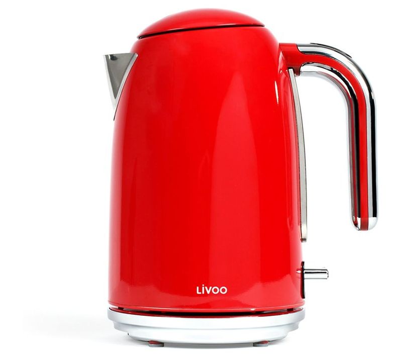 Bouilloire Électrique Rétro 1,7 L — 1800–2200 W, Acier Inoxydable Rouge