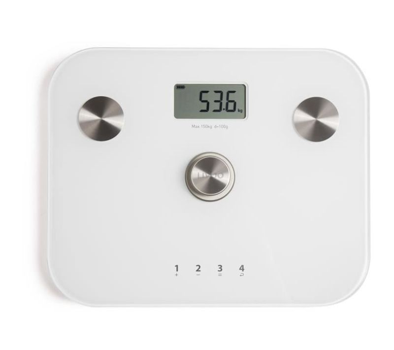 Pese-personne Impédancemetre Dynamo - Dom465w - 6 Indicateurs - Max 150 Kg - Blanc