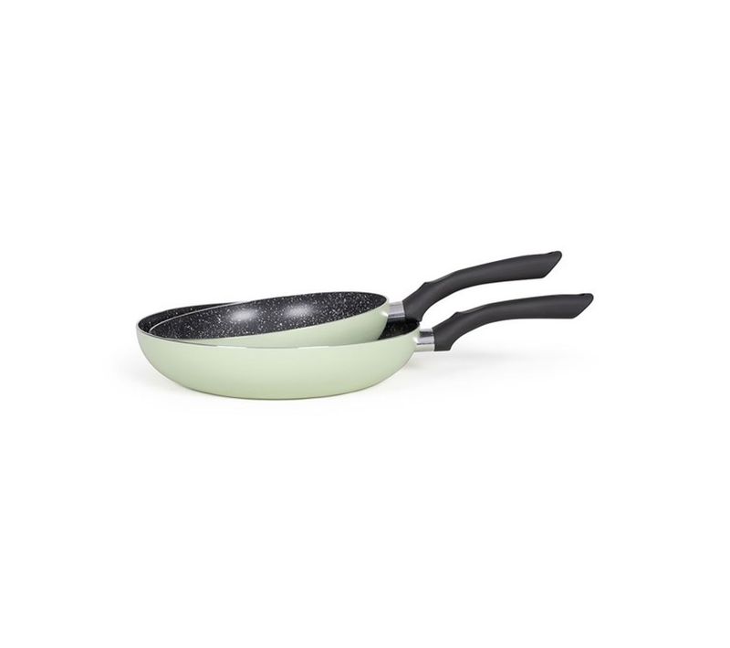 Set De 2 Poêles Antiadhésives Aspect Pierre - 24 et 28 Cm, Induction, Vert