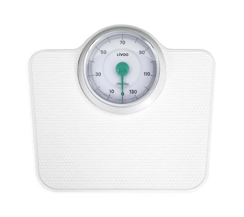 Pese-personne Mécanique Rétro - Dom490 - Sans Pile - Max 136 Kg - Métal Antidérapant - Blanc