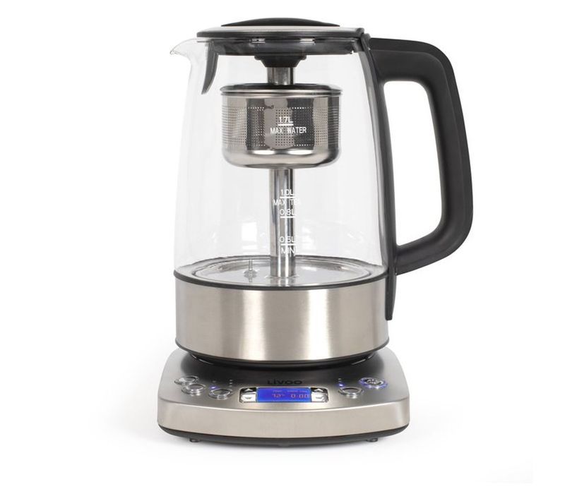 Bouilloire Électrique Automatique 1,7 L – Inox et Verre, 1850–2200 W, Infuseur