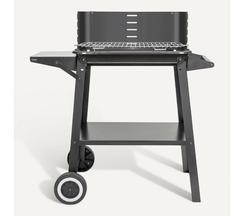 Barbecue à Charbon - Doc328 - Inox - Surface De Cuisson 48,5 X 28,8 Cm - Hauteur Réglable 70-84 Cm