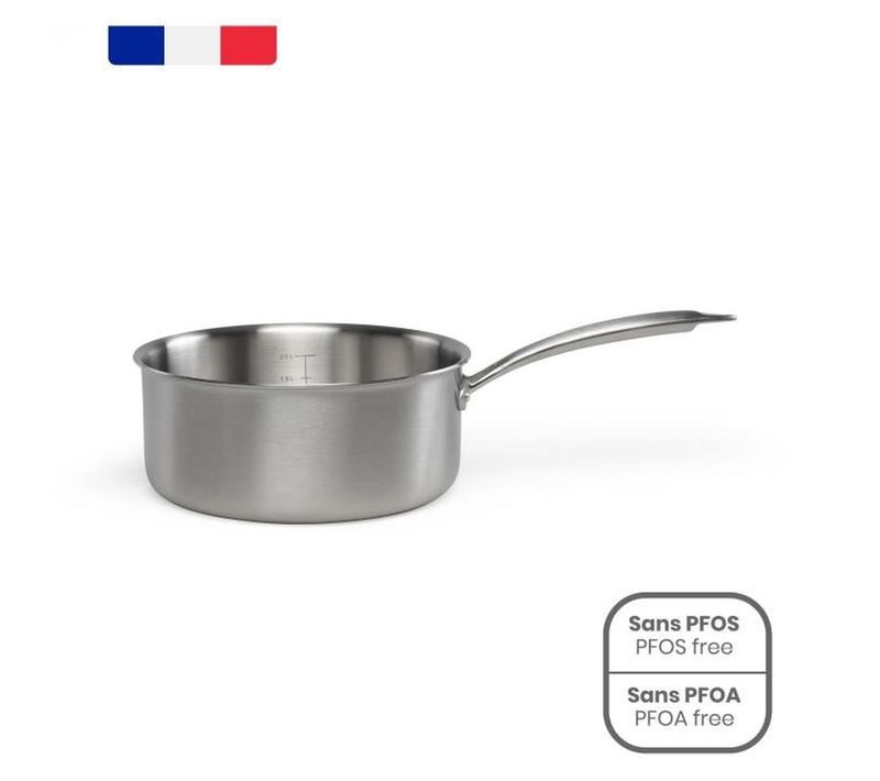 Casserole Triply 20 Cm - Acier Inox 18/10 + Aluminium, Compatible Induction