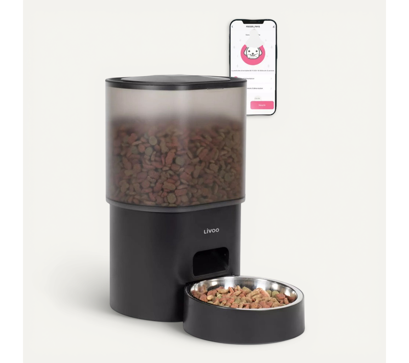 Distributeur De Croquettes Automatique 5w Noir Pet106