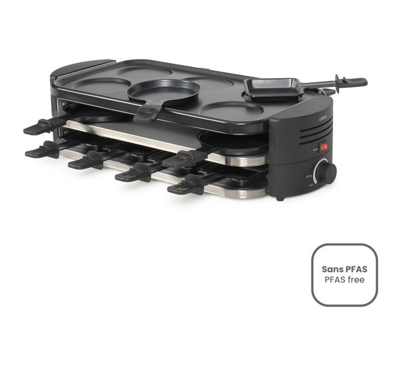 Appareil Multifonction Raclette, Pizza Et Crêpes 1600 W Pour 6 à 8 Personnes
