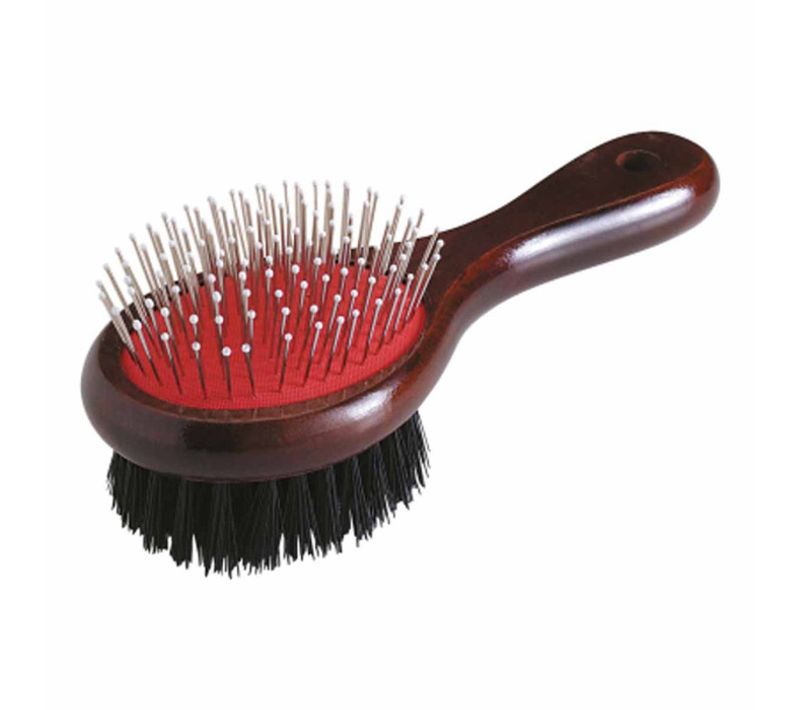 Brosse De Toilettage En Bois "double Face" 22cm Marron
