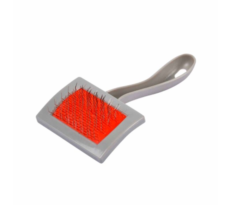 Brosse De Toilettage "picots" 15cm Gris et Rouge