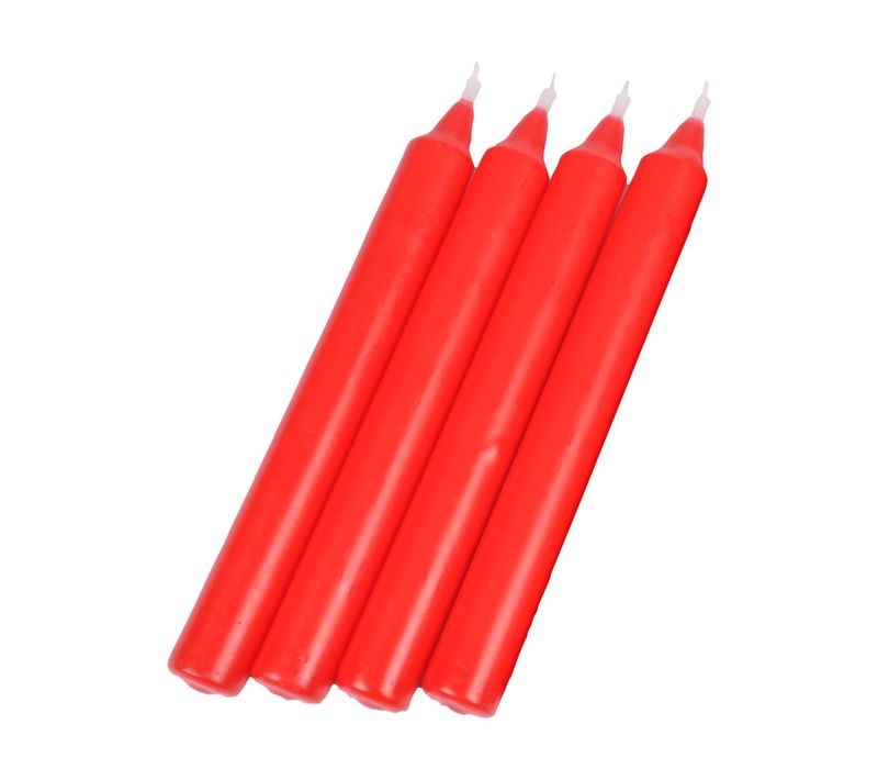 Lot De 4 Bougies Chandelier "essentiel" 19cm Rouge