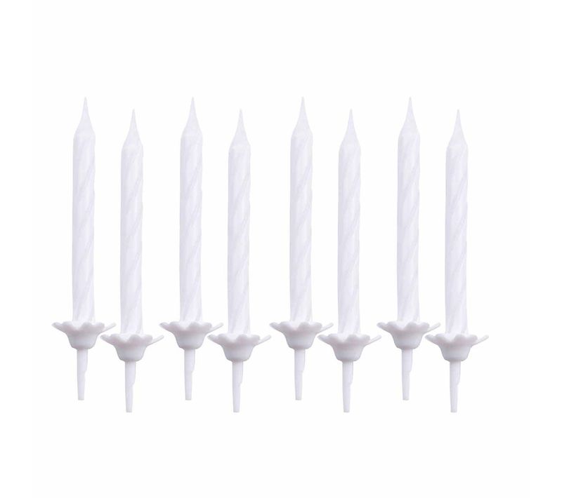 Lot De 24 Bougies D'anniversaire "support" 5cm Blanc