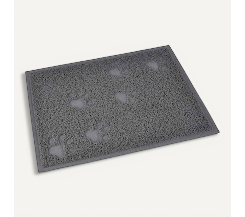 Tapis Repas Pour Chien et Chat Déco "pattes" 40cm Gris