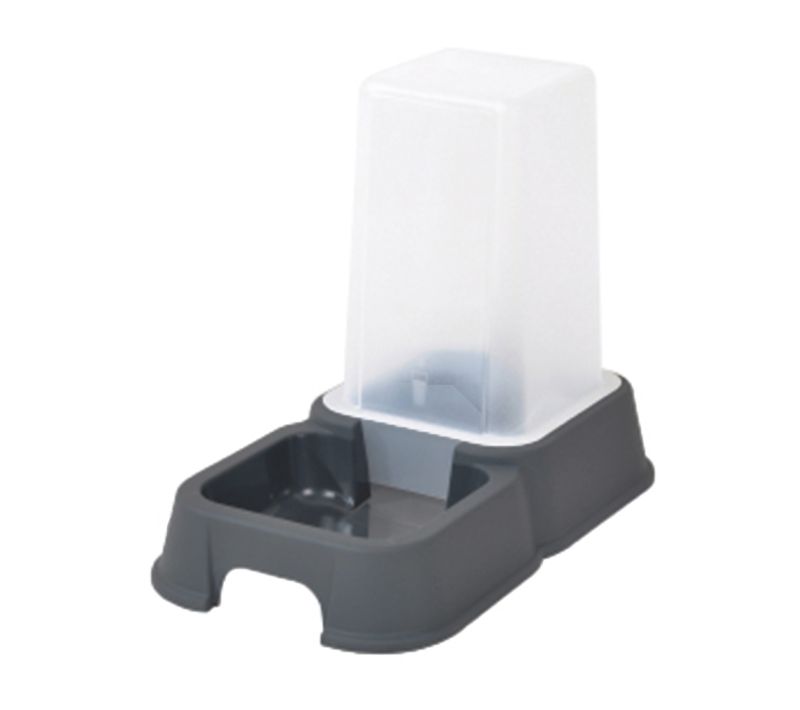 Distributeur D'eau et Croquettes "chat" 1,5l Gris