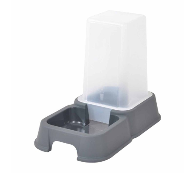 Distributeur D'eau et Croquettes "chat" 3,5l Gris