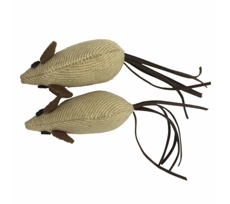 Lot De 2 Jouets Pour Chat "souris" 14cm Écru