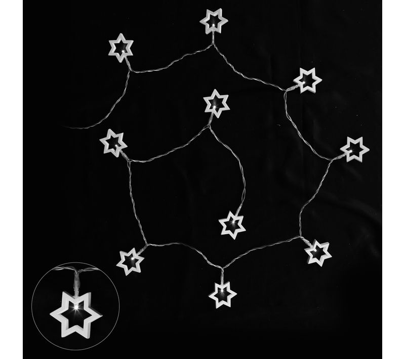 Guirlande Lumineuse Interieure 10 Etoiles En Bois à LED