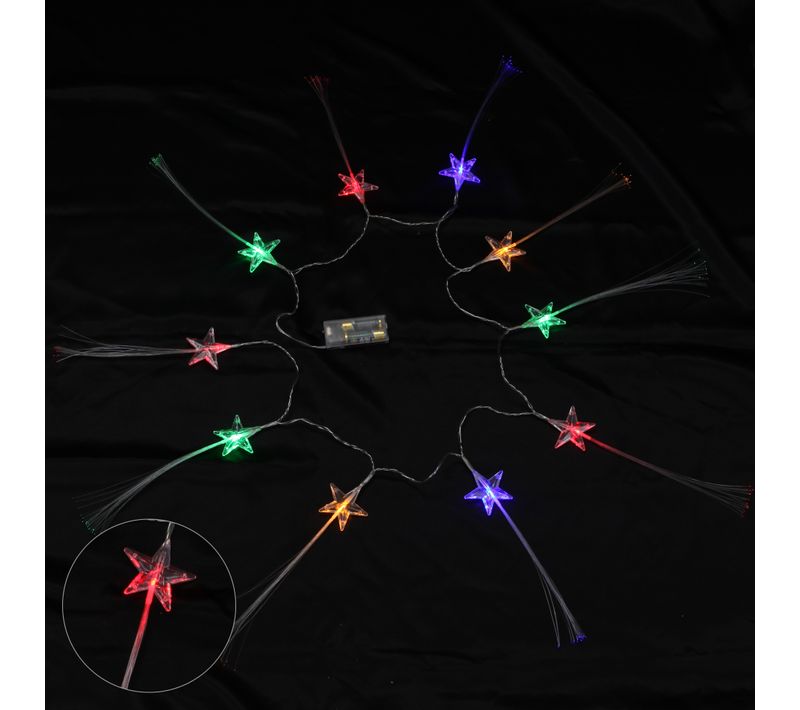 Guirlande Lumineuse Interieure 10 Etoiles Fibre Optique Multicouleur