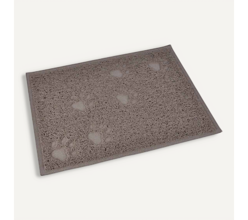 Tapis Repas Pour Chien et Chat Déco "pattes" 40cm Taupe