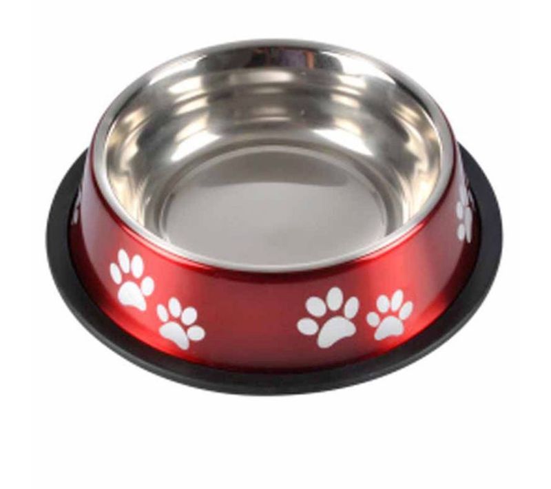 Gamelle Antidérapante Chien et Chat "pattes" 21cm Rouge