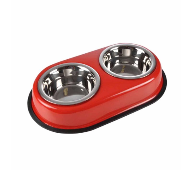Gamelle Pour Chien et Chat "double" 35cm Rouge