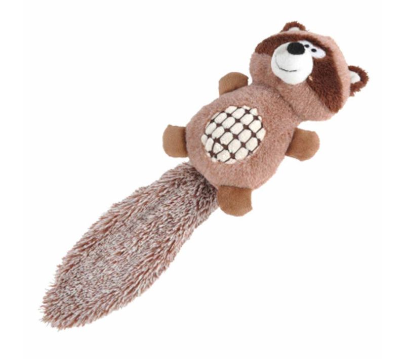 Peluche Pour Chien "raton Laveur" 40cm Marron