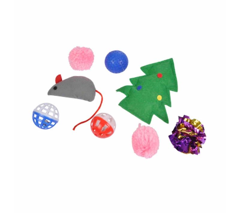 Lot De 8 Jouets Pour Chat "chaussette Noël" 30cm Multicolore