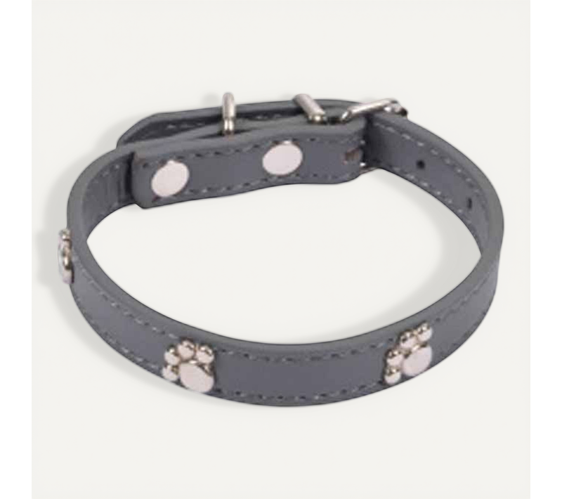 Collier Fantaisie Pour Chien "pattes" 30cm Anthracite