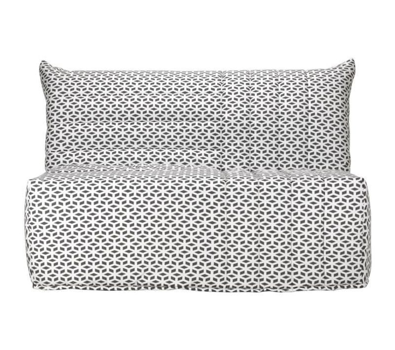 Banquette BZ 3 Places - Tissu Noir Et Blanc - Made In France - L 142 x P 101 Cm - Becci