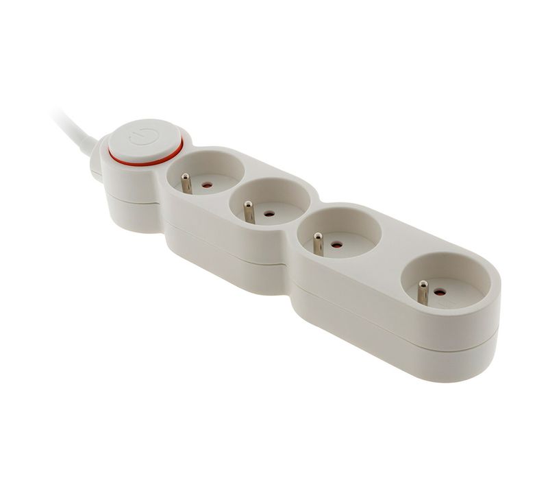 Bloc Home 4 Prises 16a 2p+t Câble 3m - Blanc - Zenitech