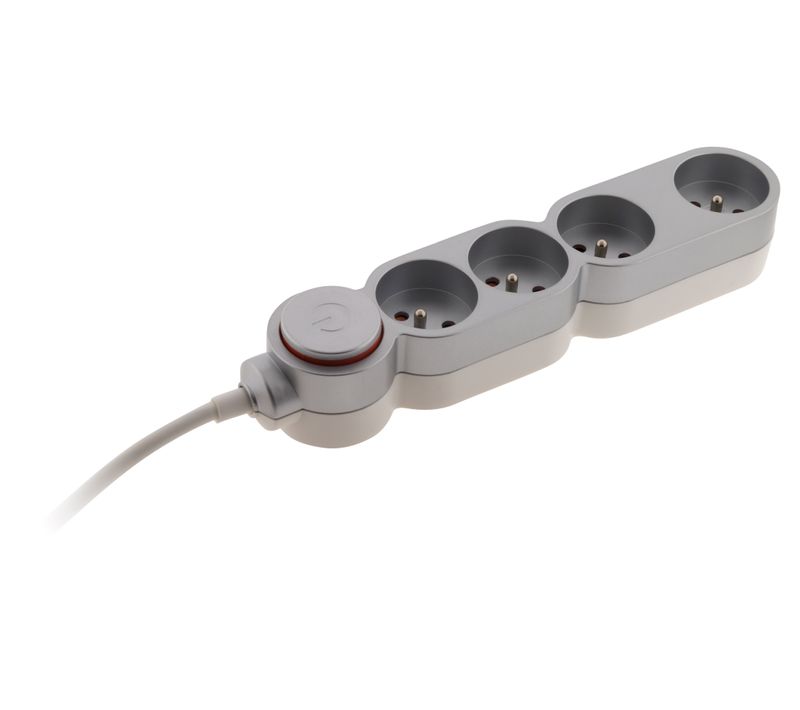 Bloc Home 4 Prises 16a 2p+t + Parafoudre - Argent - Zenitech