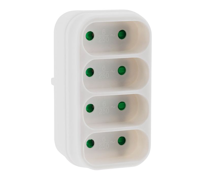 Multiprise 4 Prises Pour Façade 4x6a - Blanc - Zenitech