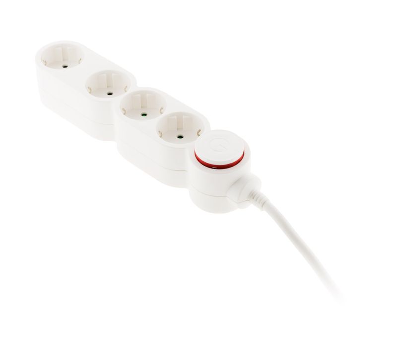 Multiprise Schuko 4x16a + Interrupteur - 1,5m - Blanc - Zenitech