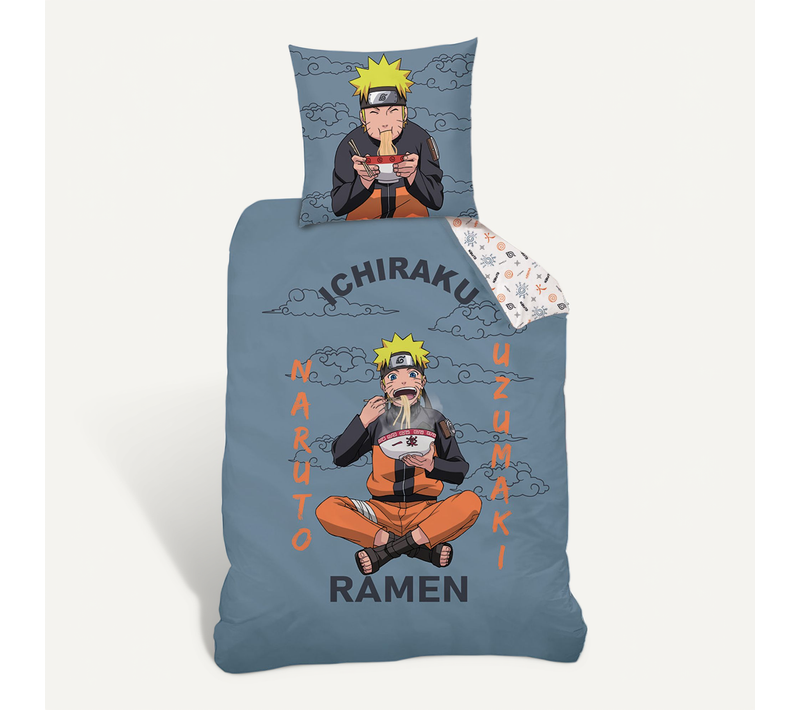Housse De Couette Naruto Ramen 140x200 Cm - 100% Coton - Bleu