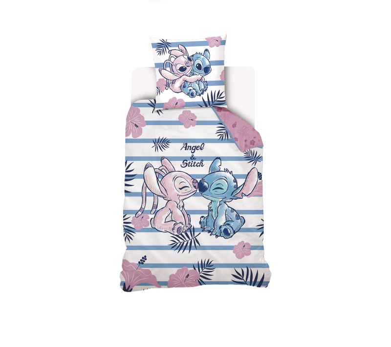 Housse De Couette Disney Angel Et Stitch 1 Personne - 100% Coton
