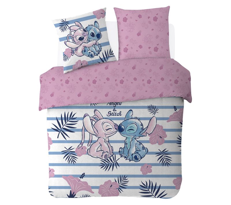 Housse De Couette Disney Angel Et Stitch 2 Personnes - 100% Coton