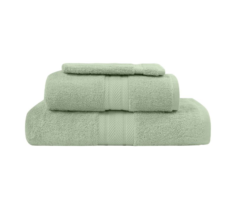 Ensemble De Bain 3 Pièces (1 Drap De Bain + 1 Serviette De Toilette + 1 Gant)   Sauge Luxury
