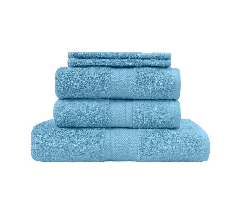 Ensemble De Bain 5 Pièces (1 Drap De Bain + 2 Serviettes De Toilette + 2 Gants)   Cobalt Luxury